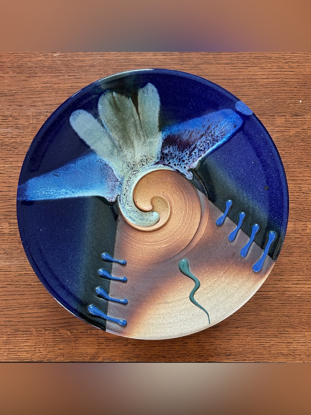 Matthew Patton 1998 Ceramic Art Studio Signed Pottery Bowl Plate 12.5 Inches